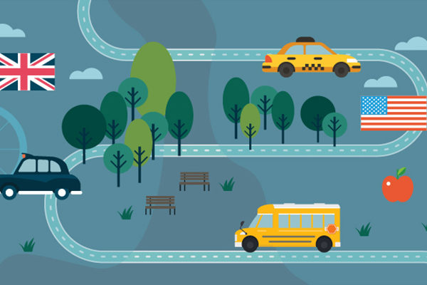 illustration map London New York